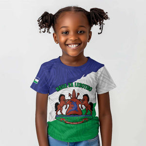 Personalised Afro Lesotho Kid T shirt Coat Of Arms With Map - Grunge Style