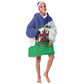 Personalised Afro Lesotho Kid Wearable Blanket Hoodie Coat Of Arms With Map - Grunge Style