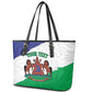 Personalised Afro Lesotho Leather Tote Bag Coat Of Arms With Map - Grunge Style