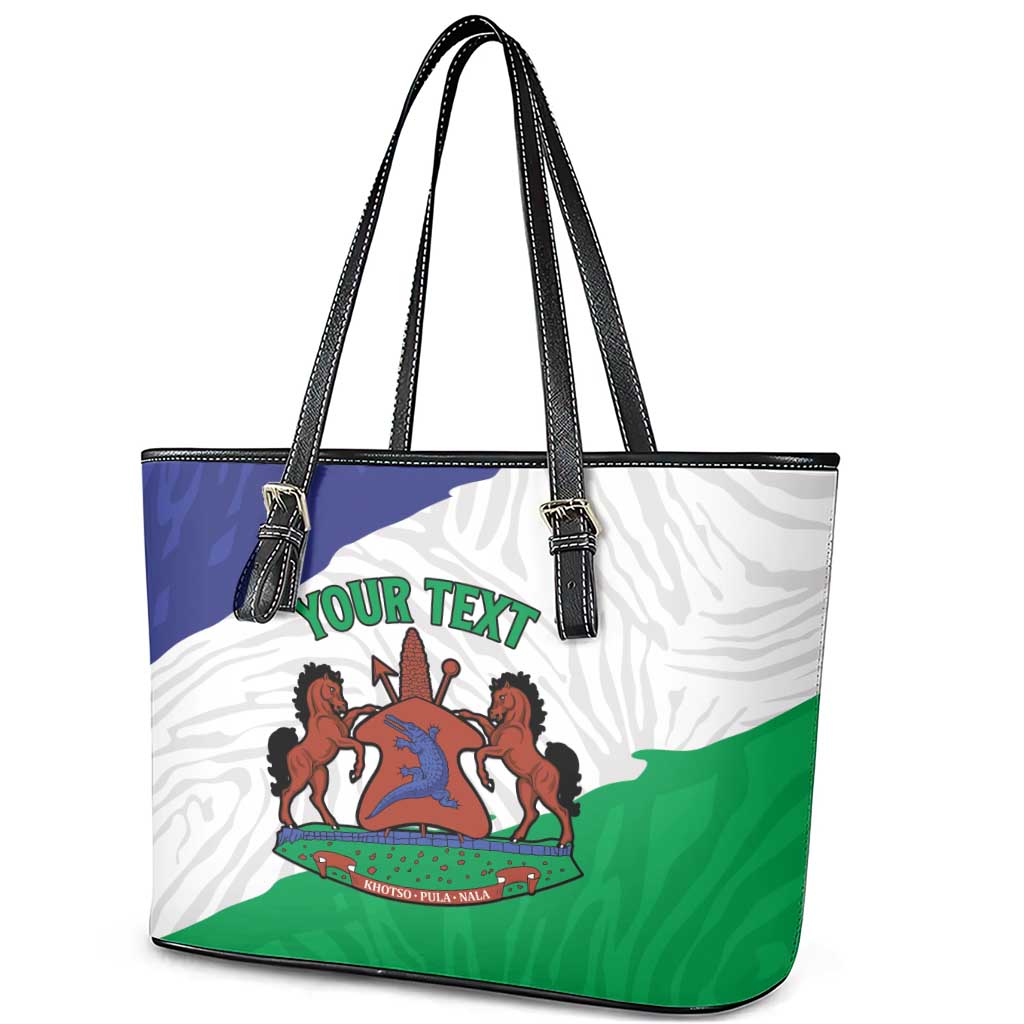 Personalised Afro Lesotho Leather Tote Bag Coat Of Arms With Map - Grunge Style
