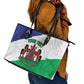 Personalised Afro Lesotho Leather Tote Bag Coat Of Arms With Map - Grunge Style