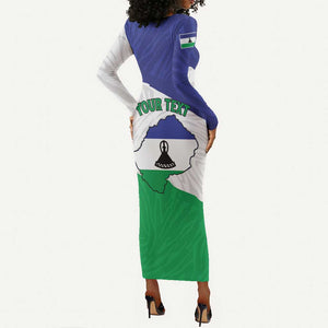 Personalised Afro Lesotho Long Sleeve Bodycon Dress Coat Of Arms With Map - Grunge Style LT15