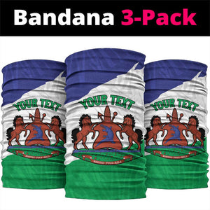 Personalised Afro Lesotho Neck Gaiter Coat Of Arms Map - Grunge Style LT15