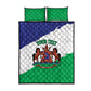 Personalised Afro Lesotho Quilt Bed Set Coat Of Arms With Map - Grunge Style