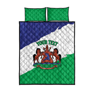 Personalised Afro Lesotho Quilt Bed Set Coat Of Arms With Map - Grunge Style