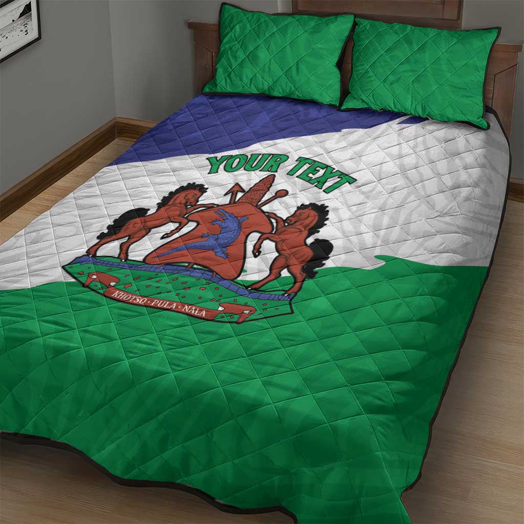 Personalised Afro Lesotho Quilt Bed Set Coat Of Arms With Map - Grunge Style