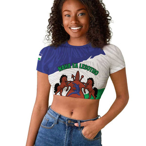 Personalised Afro Lesotho Raglan Cropped T shirt Coat Of Arms With Map - Grunge Style
