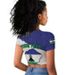 Personalised Afro Lesotho Raglan Cropped T shirt Coat Of Arms With Map - Grunge Style