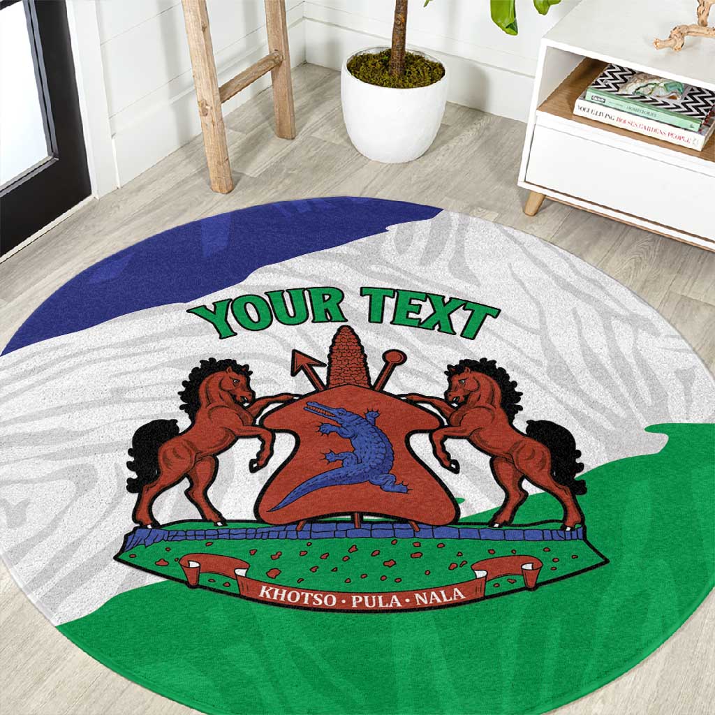 Personalised Afro Lesotho Round Carpet Coat Of Arms With Map - Grunge Style
