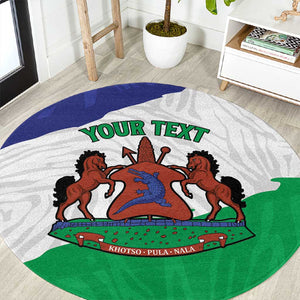 Personalised Afro Lesotho Round Carpet Coat Of Arms With Map - Grunge Style