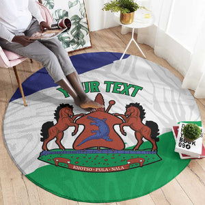 Personalised Afro Lesotho Round Carpet Coat Of Arms With Map - Grunge Style