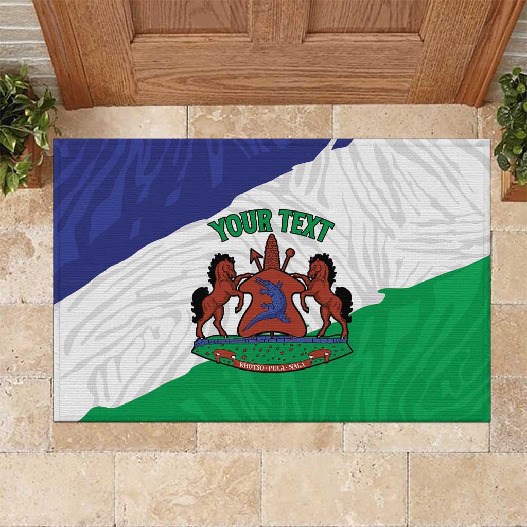 Personalised Afro Lesotho Rubber Doormat Coat Of Arms With Map - Grunge Style