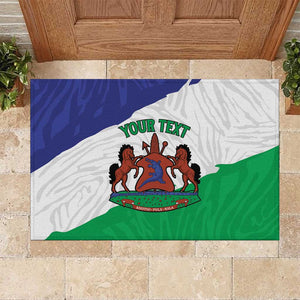 Personalised Afro Lesotho Rubber Doormat Coat Of Arms With Map - Grunge Style