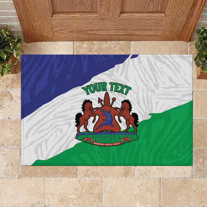 Personalised Afro Lesotho Rubber Doormat Coat Of Arms With Map - Grunge Style