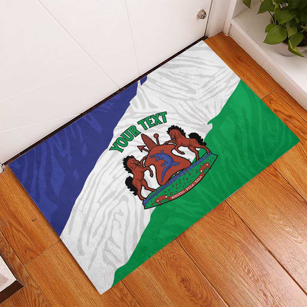 Personalised Afro Lesotho Rubber Doormat Coat Of Arms With Map - Grunge Style
