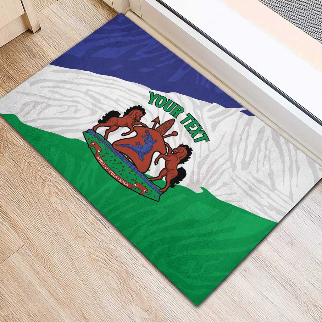 Personalised Afro Lesotho Rubber Doormat Coat Of Arms With Map - Grunge Style