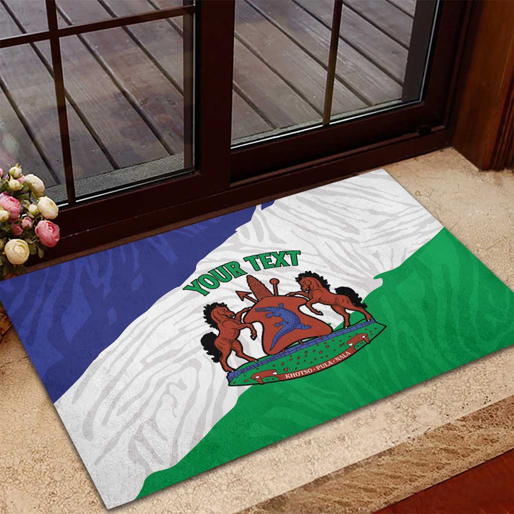 Personalised Afro Lesotho Rubber Doormat Coat Of Arms With Map - Grunge Style