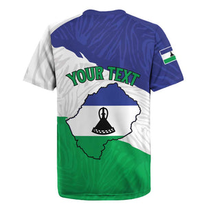 Personalised Afro Lesotho Rugby Jersey Coat Of Arms With Map - Grunge Style