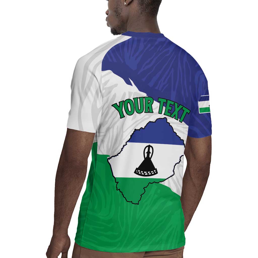 Personalised Afro Lesotho Rugby Jersey Coat Of Arms With Map - Grunge Style