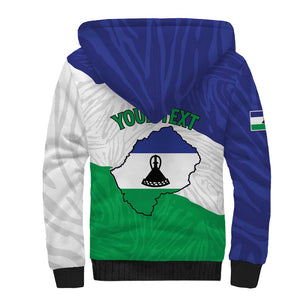 Personalised Afro Lesotho Sherpa Hoodie Coat Of Arms With Map - Grunge Style