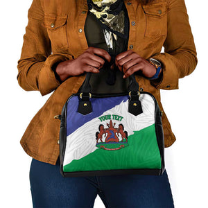 Personalised Afro Lesotho Shoulder Handbag Coat Of Arms With Map - Grunge Style