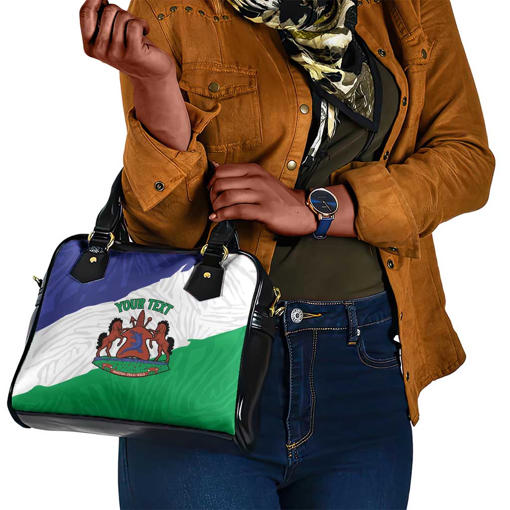 Personalised Afro Lesotho Shoulder Handbag Coat Of Arms With Map - Grunge Style