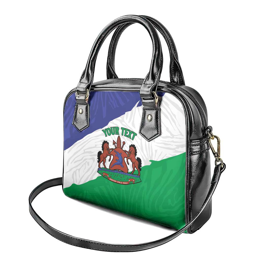 Personalised Afro Lesotho Shoulder Handbag Coat Of Arms With Map - Grunge Style