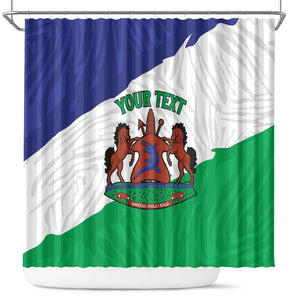 Personalised Afro Lesotho Shower Curtain Coat Of Arms With Map - Grunge Style