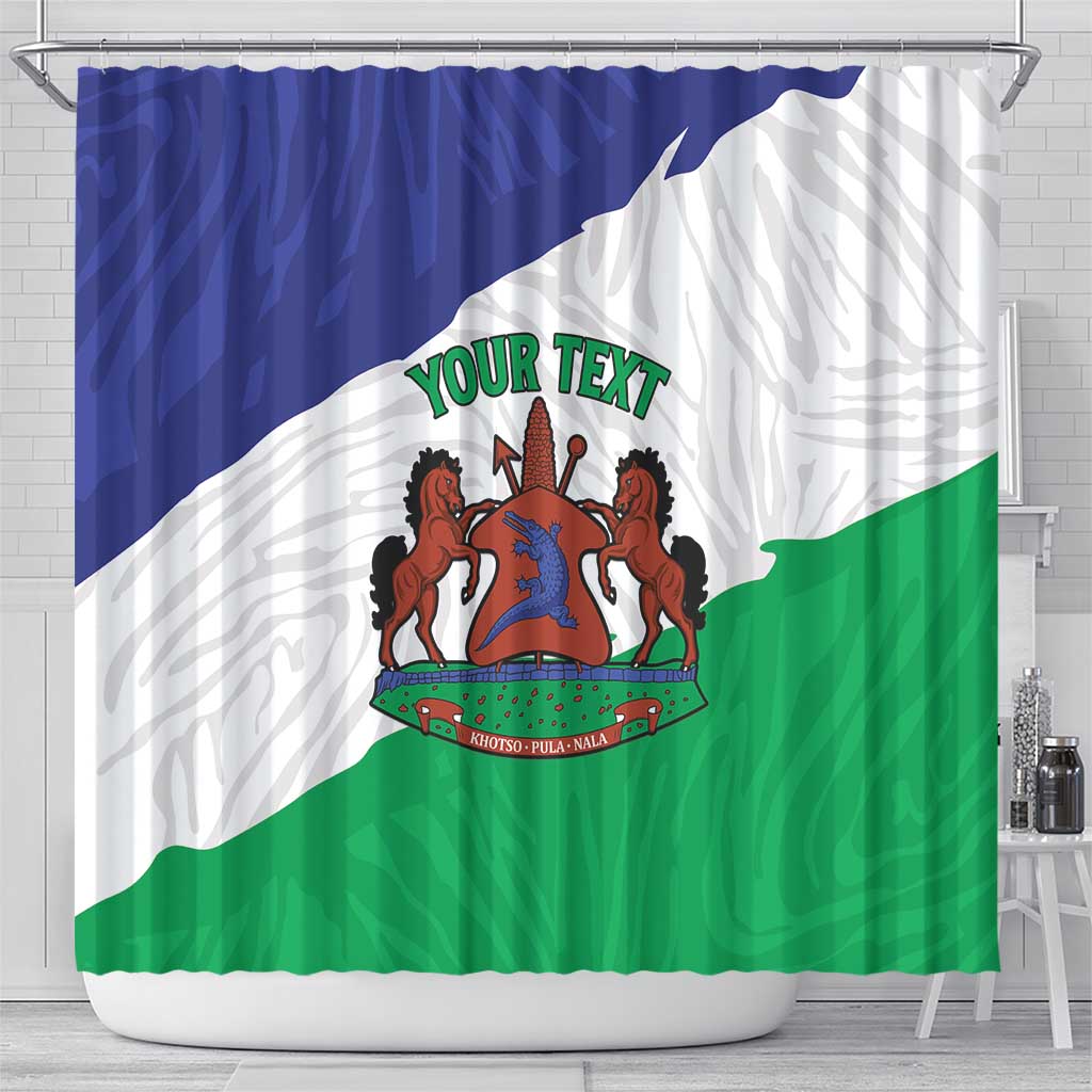 Personalised Afro Lesotho Shower Curtain Coat Of Arms With Map - Grunge Style