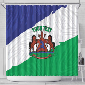 Personalised Afro Lesotho Shower Curtain Coat Of Arms With Map - Grunge Style