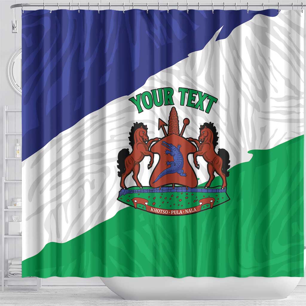 Personalised Afro Lesotho Shower Curtain Coat Of Arms With Map - Grunge Style