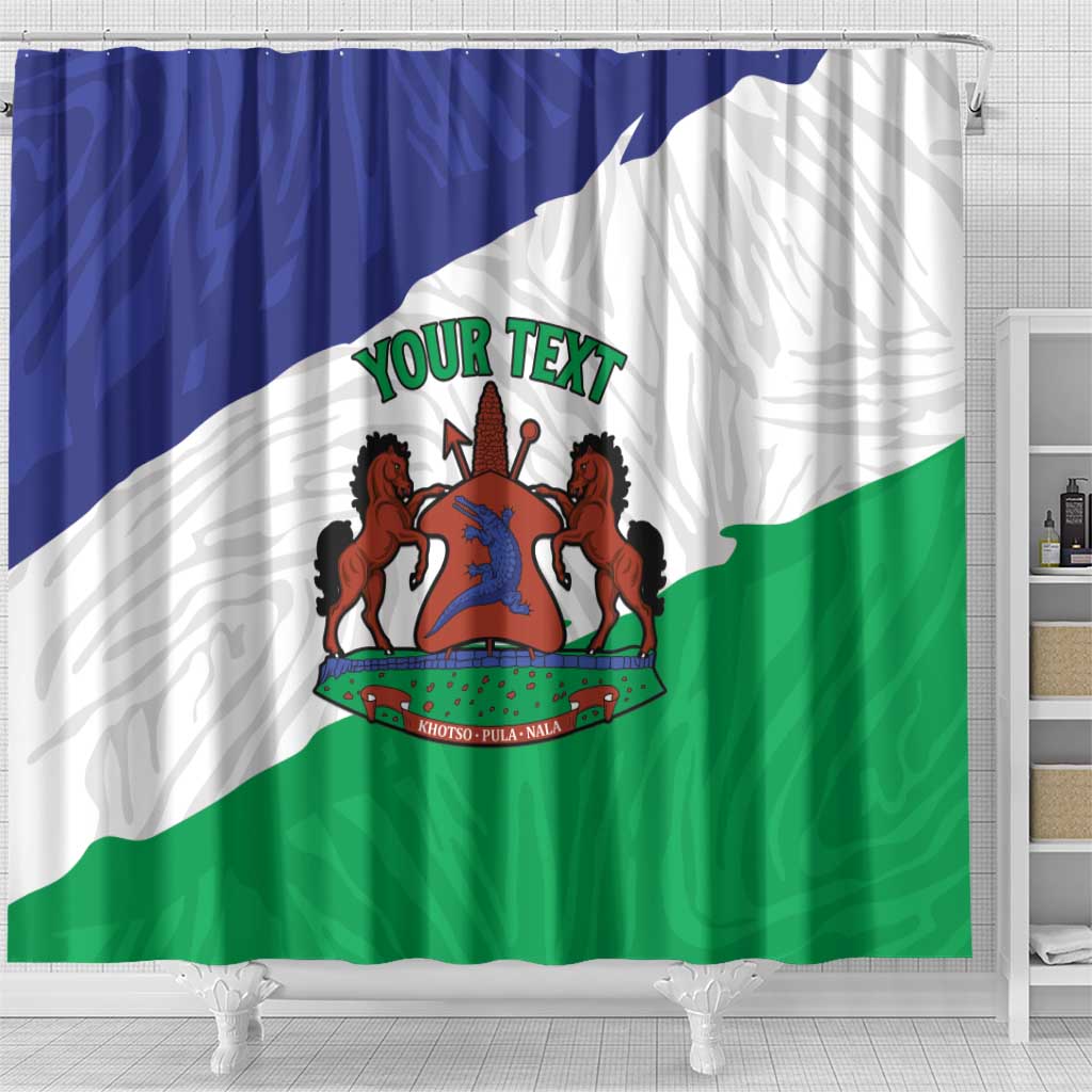 Personalised Afro Lesotho Shower Curtain Coat Of Arms With Map - Grunge Style