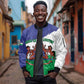 Personalised Afro Lesotho Sleeve Zip Bomber Jacket Coat Of Arms With Map - Grunge Style