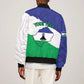 Personalised Afro Lesotho Sleeve Zip Bomber Jacket Coat Of Arms With Map - Grunge Style