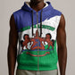Personalised Afro Lesotho Sleeveless Zip Hoodie Coat Of Arms With Map - Grunge Style - African Pride