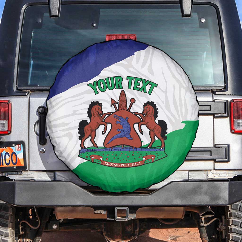 Personalised Afro Lesotho Spare Tire Cover Coat Of Arms With Map - Grunge Style
