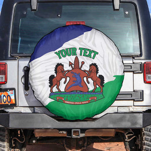 Personalised Afro Lesotho Spare Tire Cover Coat Of Arms With Map - Grunge Style