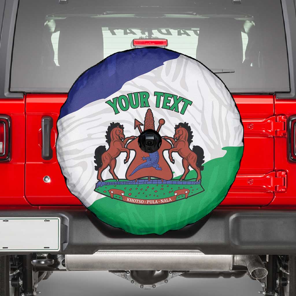 Personalised Afro Lesotho Spare Tire Cover Coat Of Arms With Map - Grunge Style