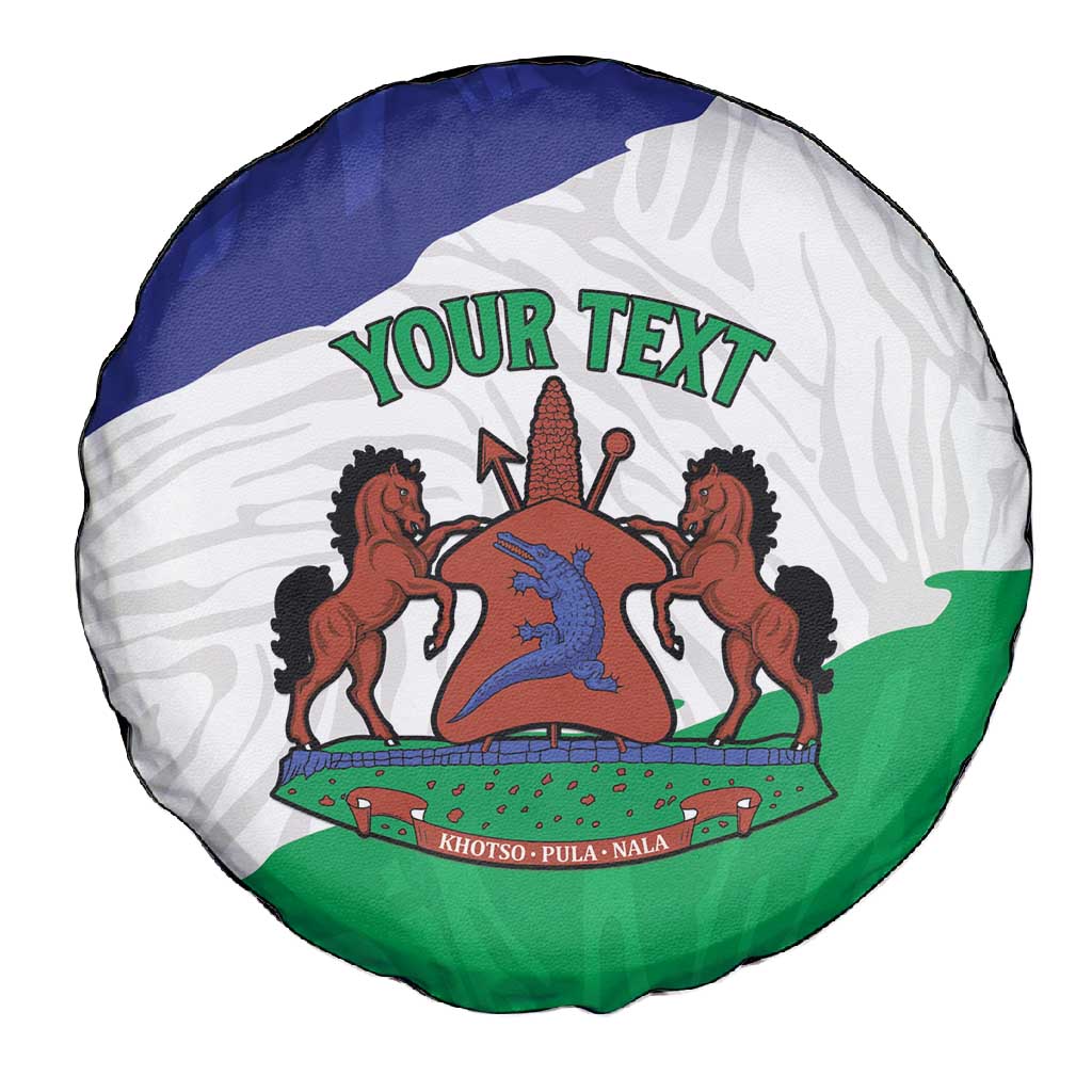 Personalised Afro Lesotho Spare Tire Cover Coat Of Arms With Map - Grunge Style
