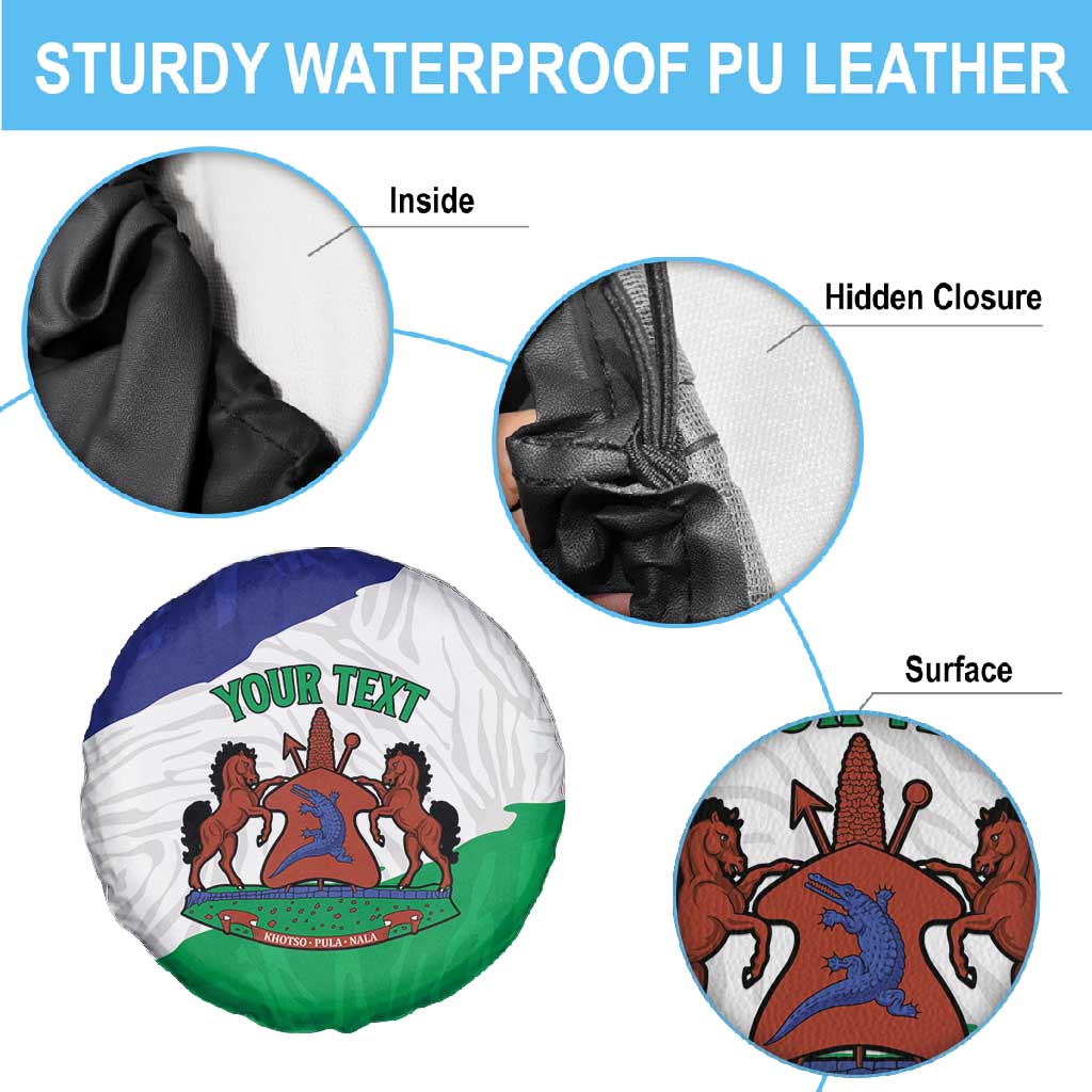 Personalised Afro Lesotho Spare Tire Cover Coat Of Arms With Map - Grunge Style