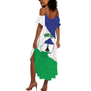 Personalised Afro Lesotho Summer Maxi Dress Coat Of Arms With Map - Grunge Style