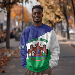 Personalised Afro Lesotho Sweatshirt Coat Of Arms With Map - Grunge Style