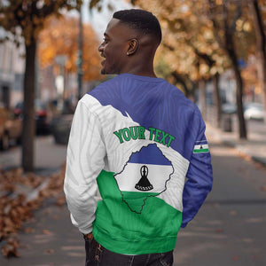 Personalised Afro Lesotho Sweatshirt Coat Of Arms With Map - Grunge Style