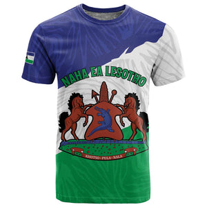 Personalised Afro Lesotho T shirt Coat Of Arms With Map - Grunge Style