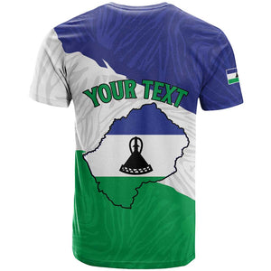 Personalised Afro Lesotho T shirt Coat Of Arms With Map - Grunge Style