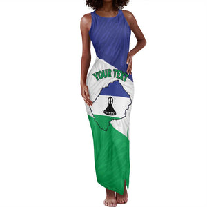 Personalised Afro Lesotho Tank Maxi Dress Coat Of Arms With Map - Grunge Style