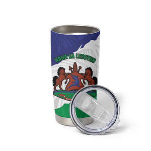Personalised Afro Lesotho Tumbler Cup Coat Of Arms With Map - Grunge Style