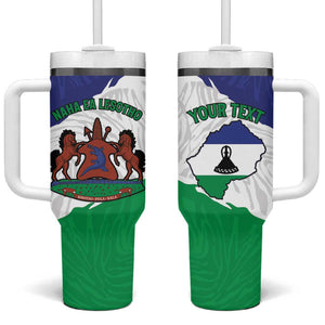 Personalised Afro Lesotho Tumbler With Handle Coat Of Arms With Map - Grunge Style