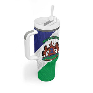 Personalised Afro Lesotho Tumbler With Handle Coat Of Arms With Map - Grunge Style