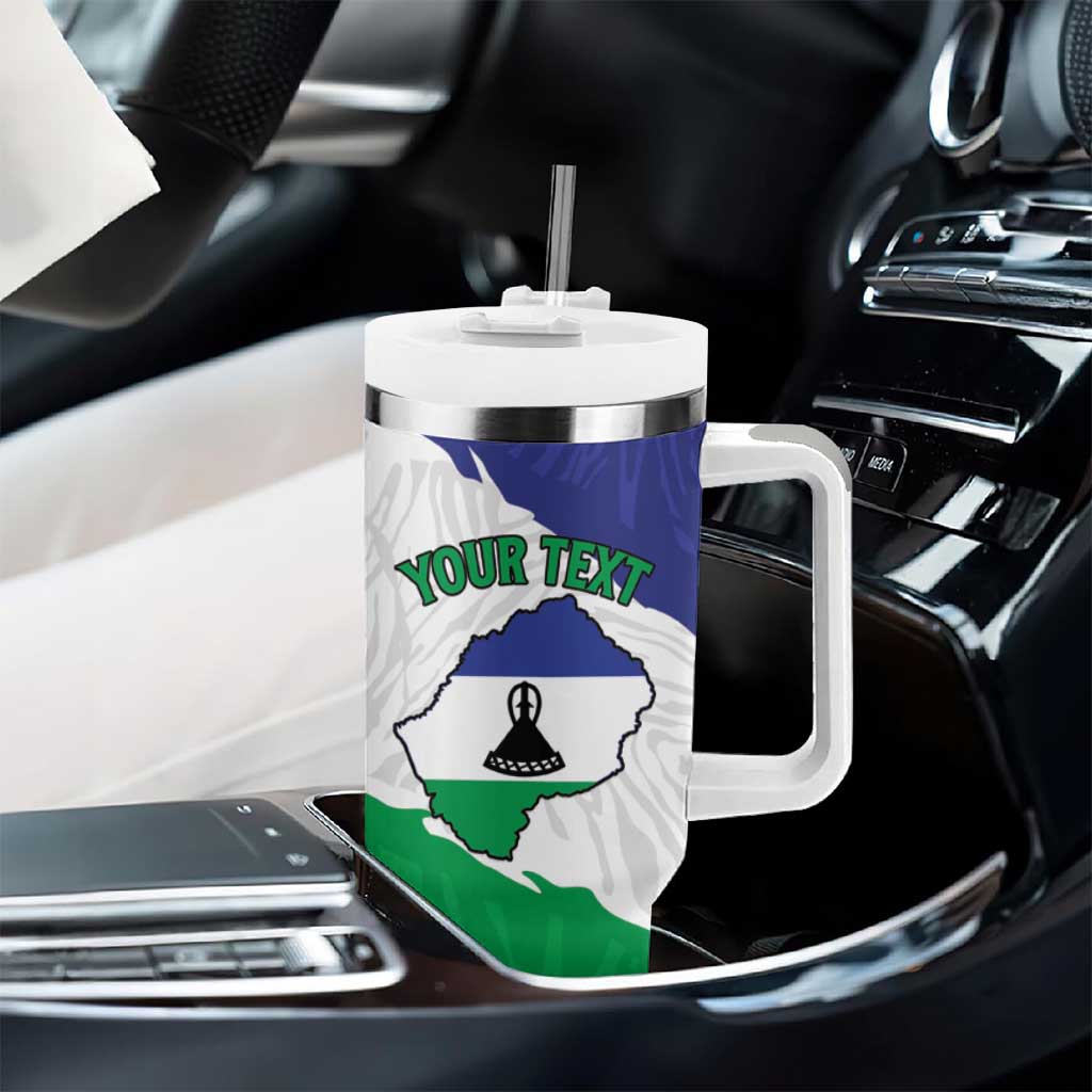 Personalised Afro Lesotho Tumbler With Handle Coat Of Arms With Map - Grunge Style